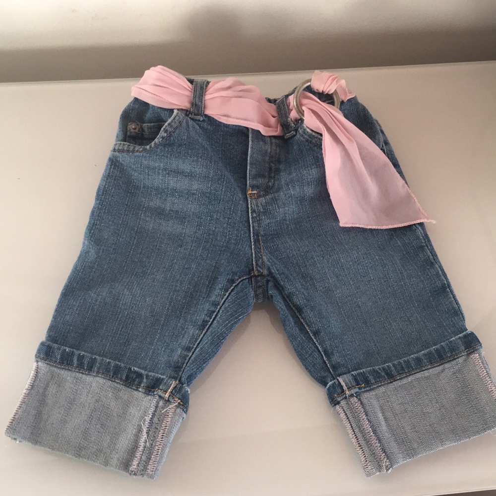 Simply Adorable Baby Girl Jeans W/Cute Pink Belt